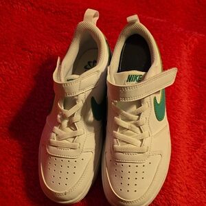 Nike Kids White Sneakers with Green Accents